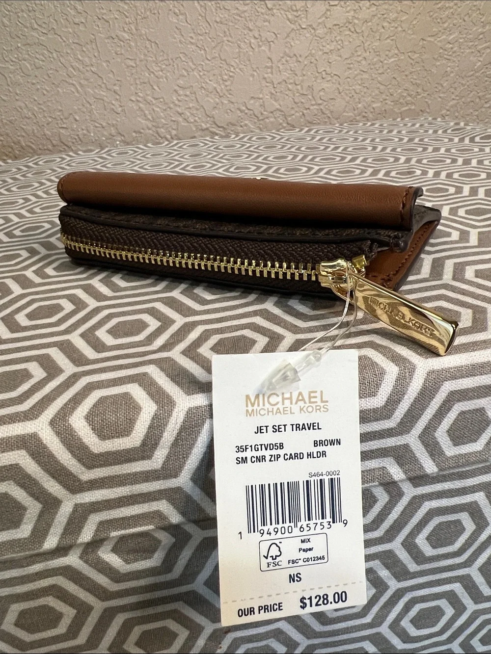 Michael Kors Brown SM CNR ZIP card holder
